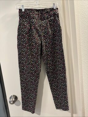 Jules & Leopold Black Floral Print Stretchy Trousers Sz Small
